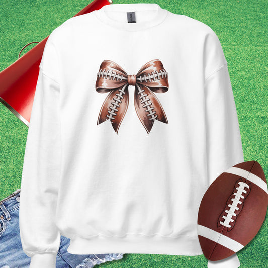 Football Bow Sweatshirt in White - Football Gameday Sweatshirt by Sideline Gods