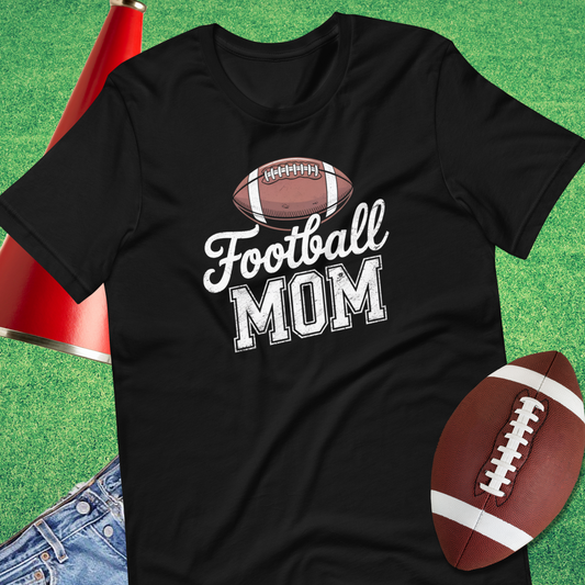 Football Mom T-Shirt in Black - Football Mom Gift by Sideline Gods