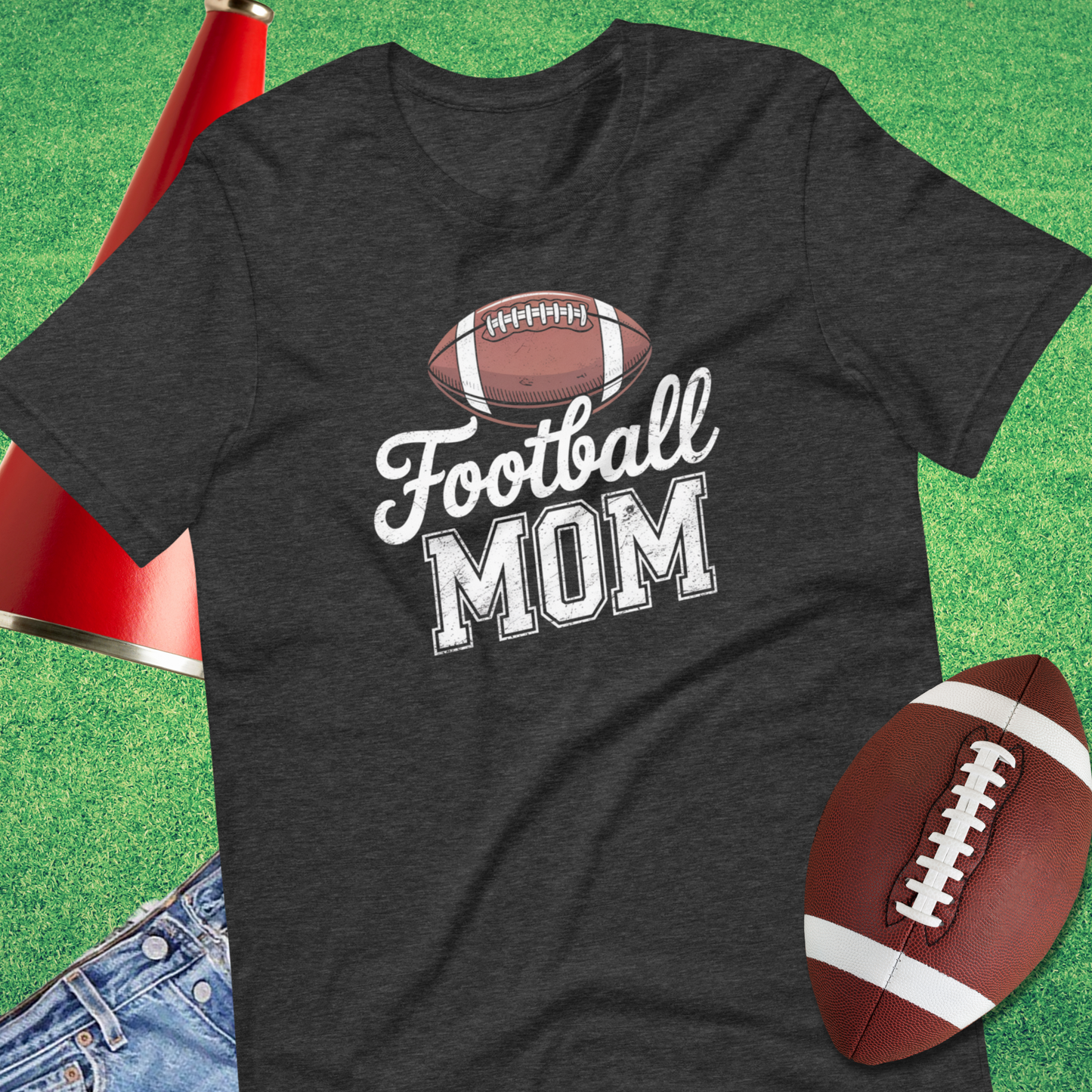 Football Mom T-Shirt in Dark Grey Heather - Sports Mom Gifts by Sideline Gods