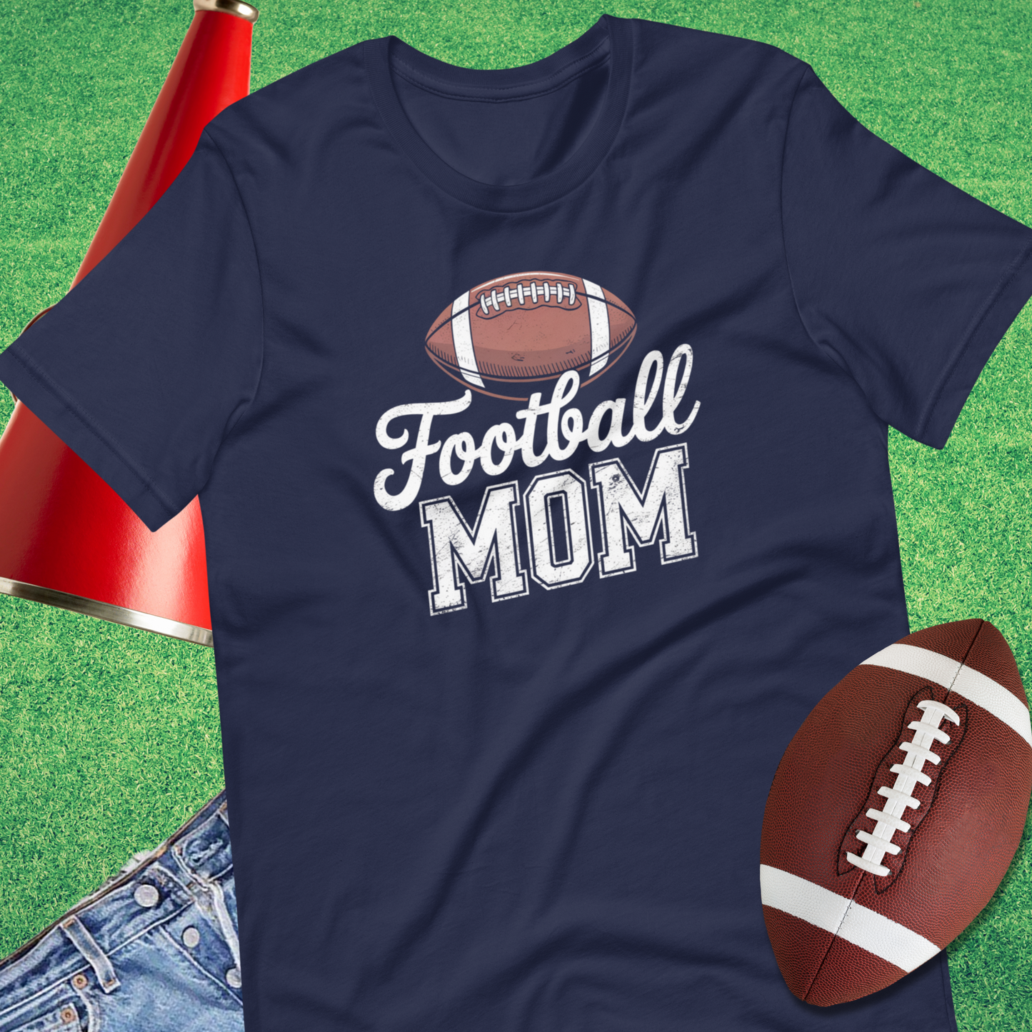 Football Mom T-Shirt in Navy - Football Mom Christmas Gifts by Sideline Gods