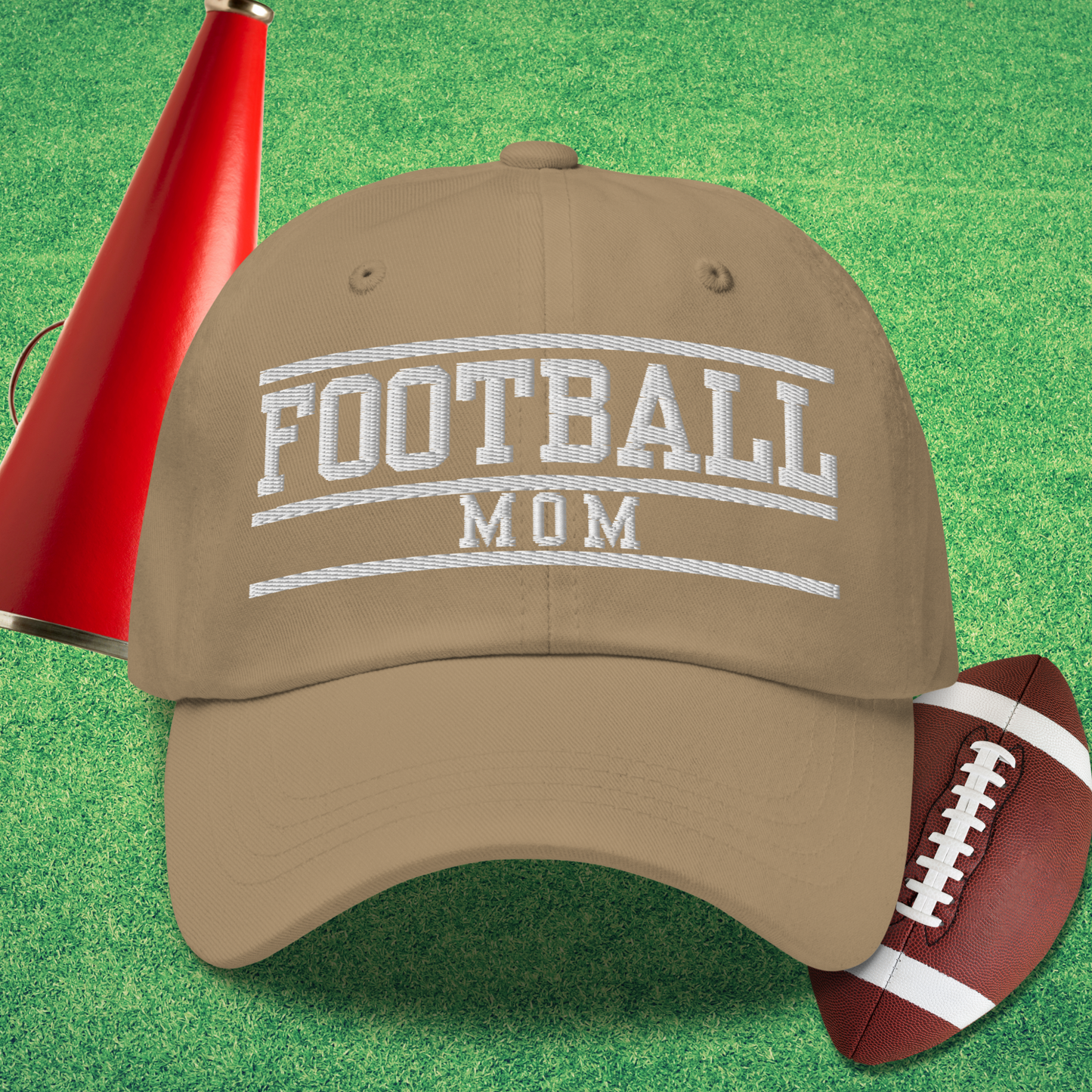 Football Mom Varsity Hat in Khaki - Football Mom Tailgating Hat | Sideline Gods