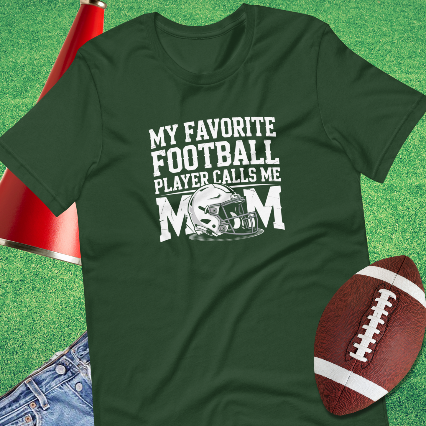 Football mom graphic t-shirt styled for casual game day outfit gift