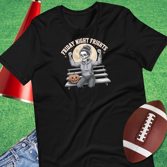 Friday Night Frights graphic in black – spooky football design