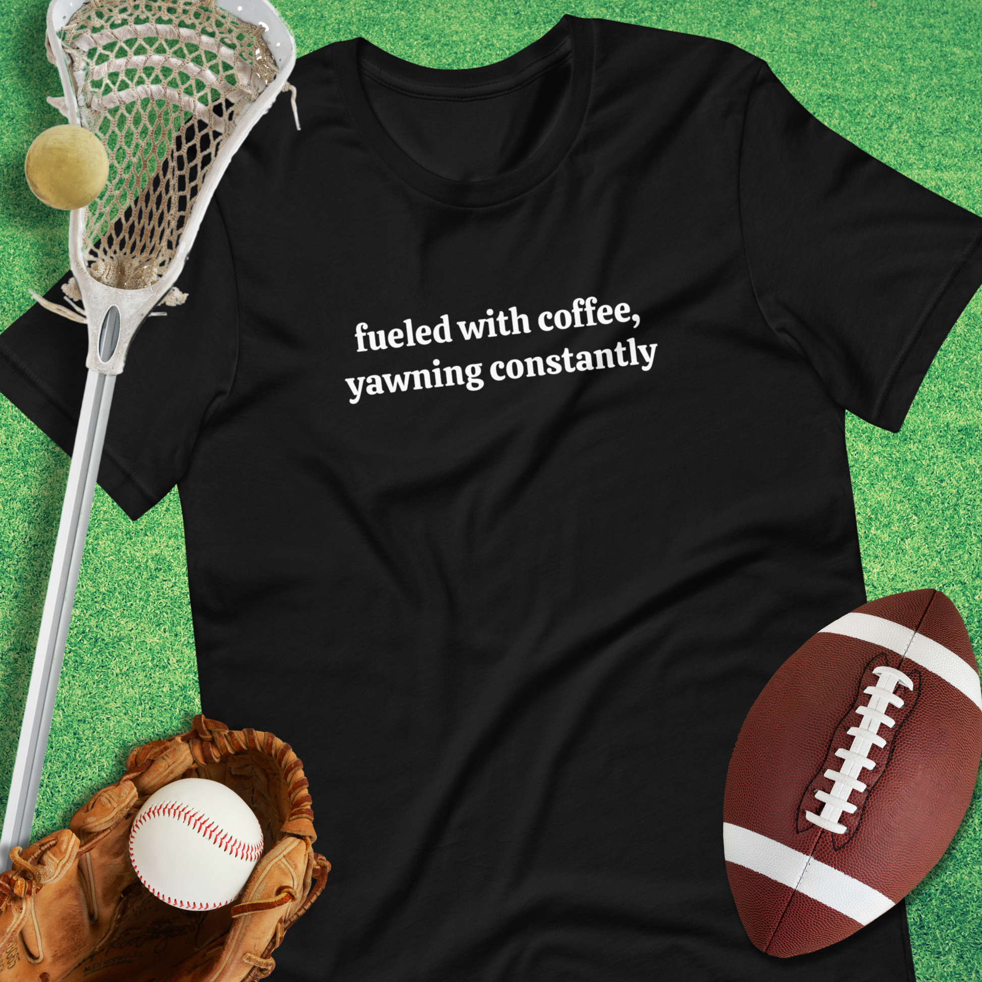 Fueled By Coffee T-Shirt in Black - Sports Mom T-Shirt | Sideline Gods