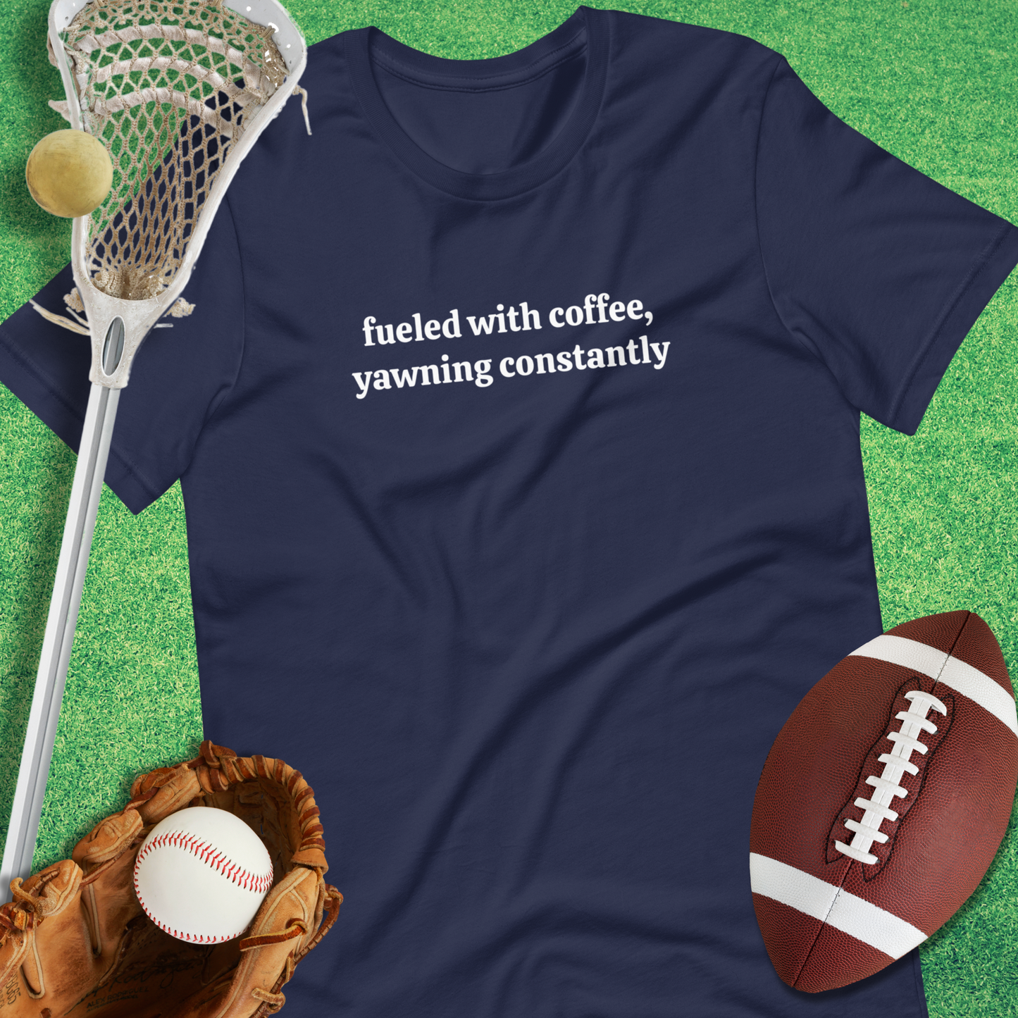 Fueled By Coffee T-Shirt in Navy - Athelete Mom T-Shirt | Sideline Gods