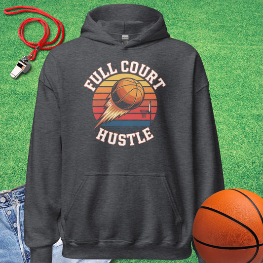 Full Court Hustle Hoodie in Dark Heather - Retro Basketball Hoodie  | Sideline Gods