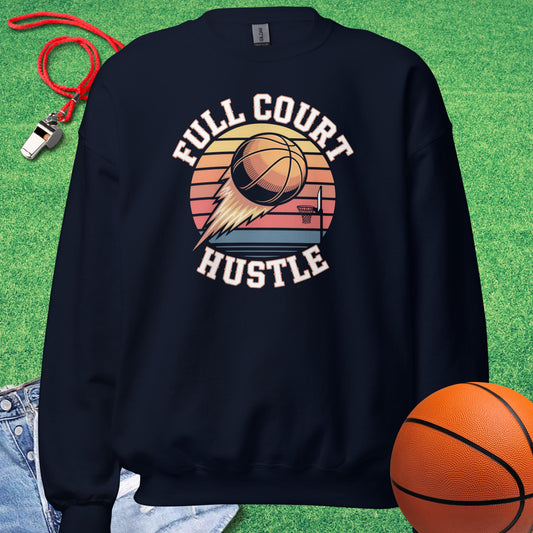 Full Court Hustle Sweatshirt in Navy - Retro Basketball Sweatshirt  | Sideline Gods