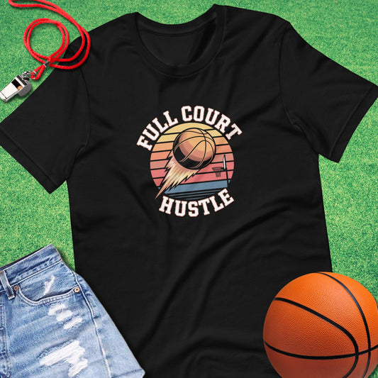 Full Court Hustle T-Shirt in Black - Retro Basketball T-Shirt  | Sideline Gods