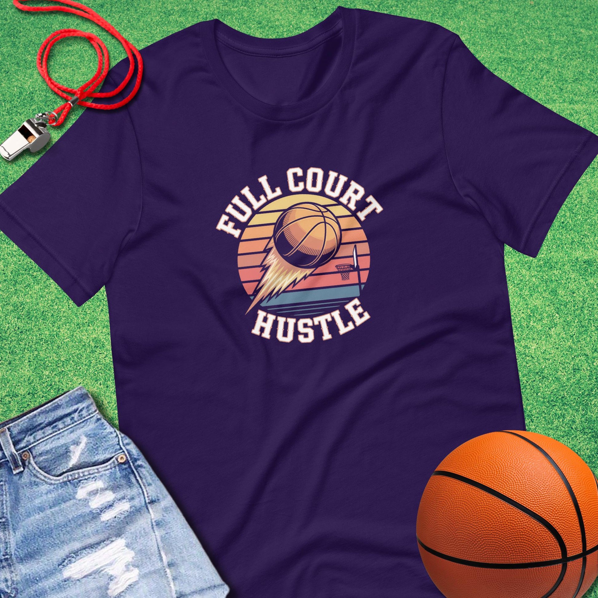 Full Court Hustle T-Shirt in Team Purple - Old School Basketball T-Shirt  | Sideline Gods