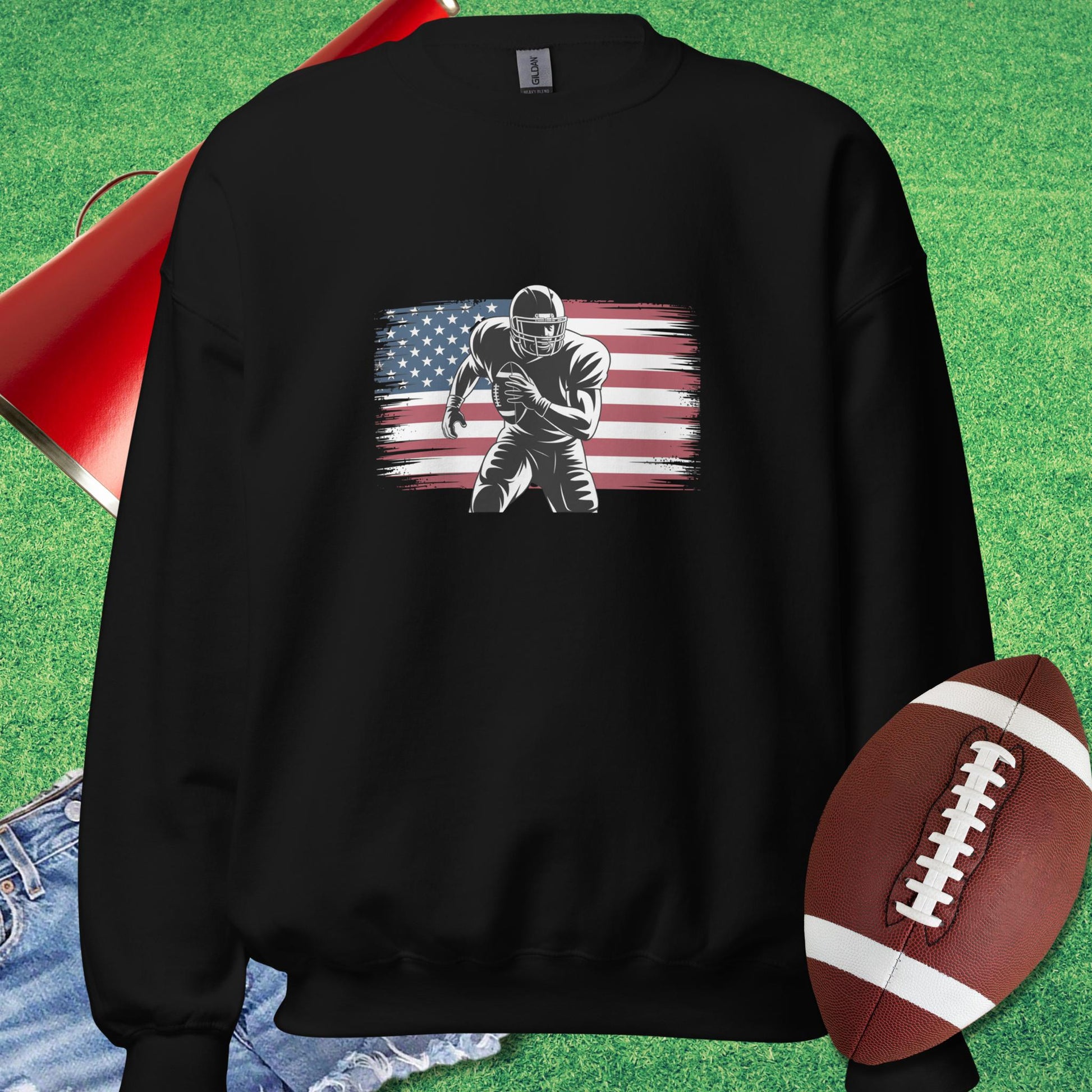 Gridiron Glory Sweatshirt in Black - USA Football Sweatshirt by Sideline Gods