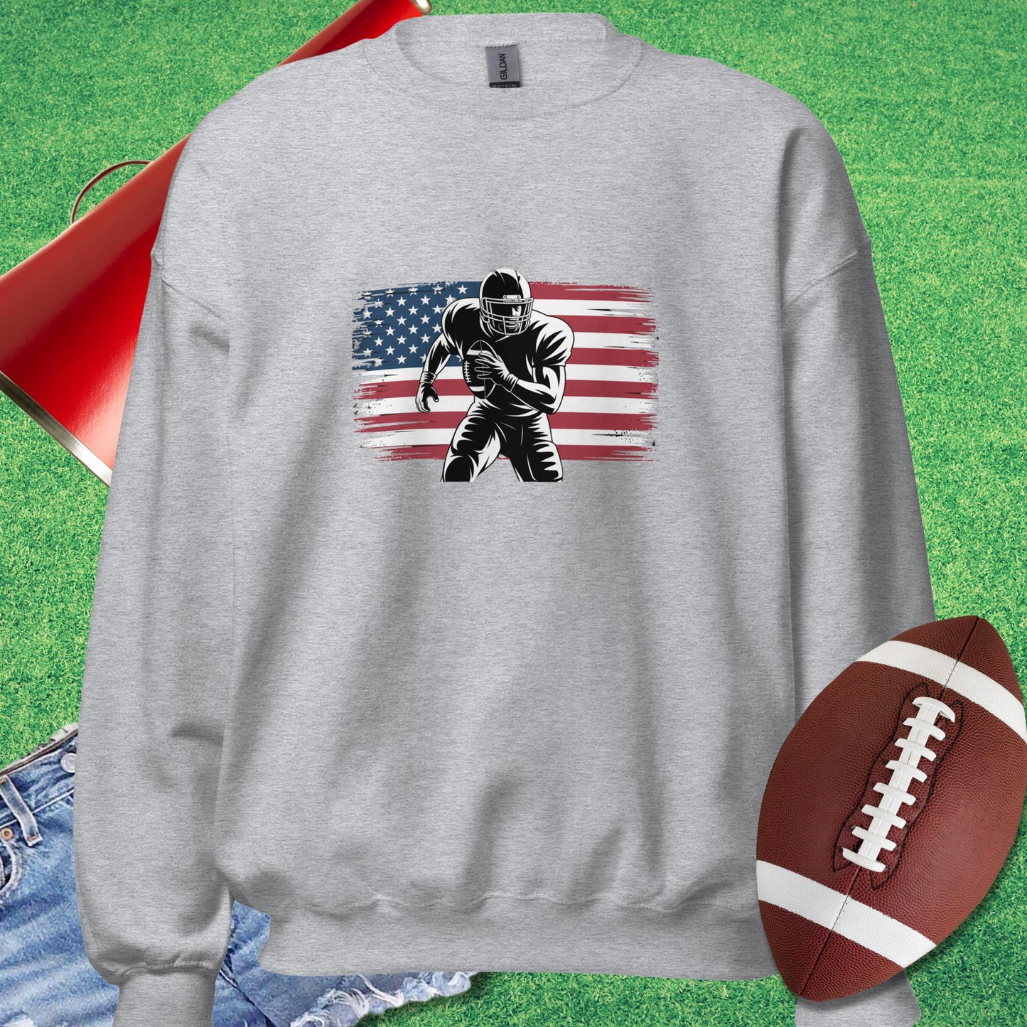 Gridiron Glory Sweatshirt in Sport Grey - Patriotic Sweatshirt by Sideline Gods