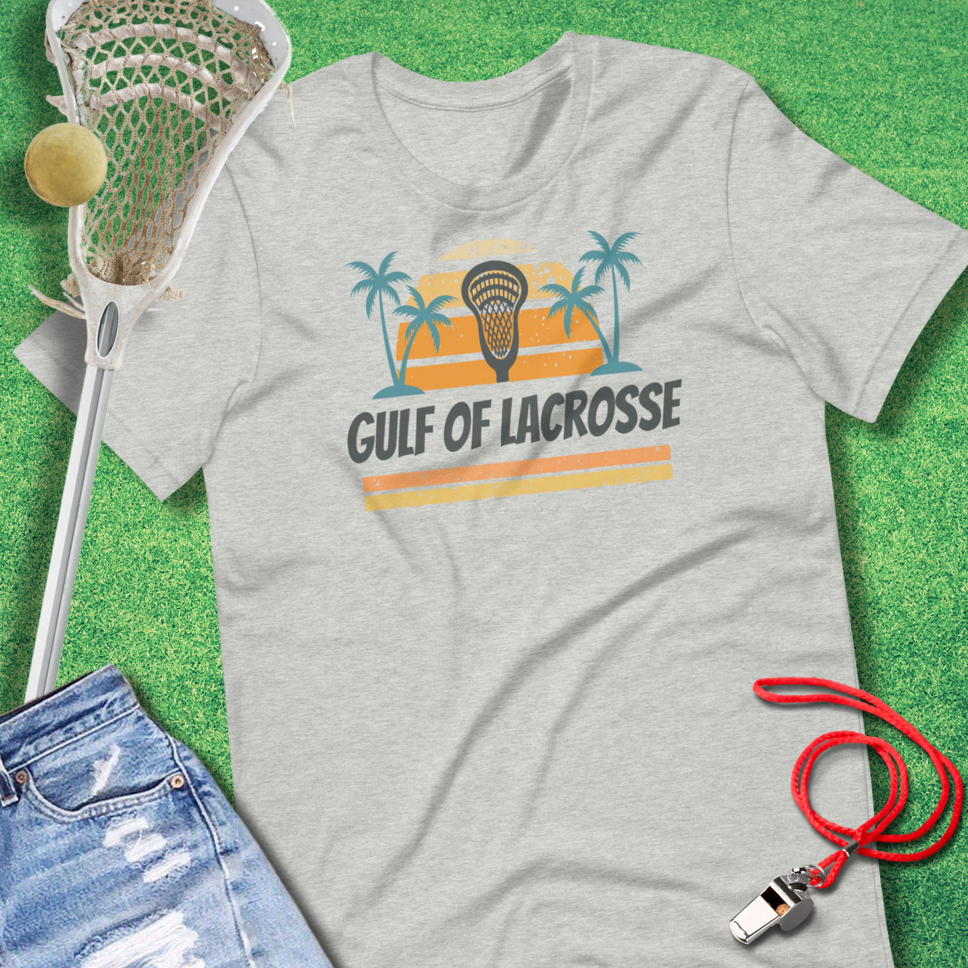 Gulf of Lacrosse T-shirt in Athletic Heather - Funny Lax T-Shirt | Sideline Gods