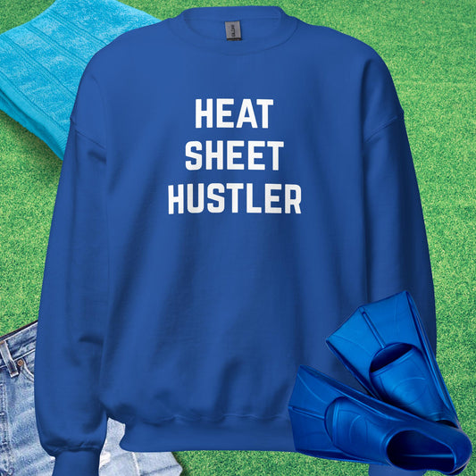 Heat Sheet Hustler Sweatshirt in Royal - Funny Swim Team Sweatshirt | Sideline Gods