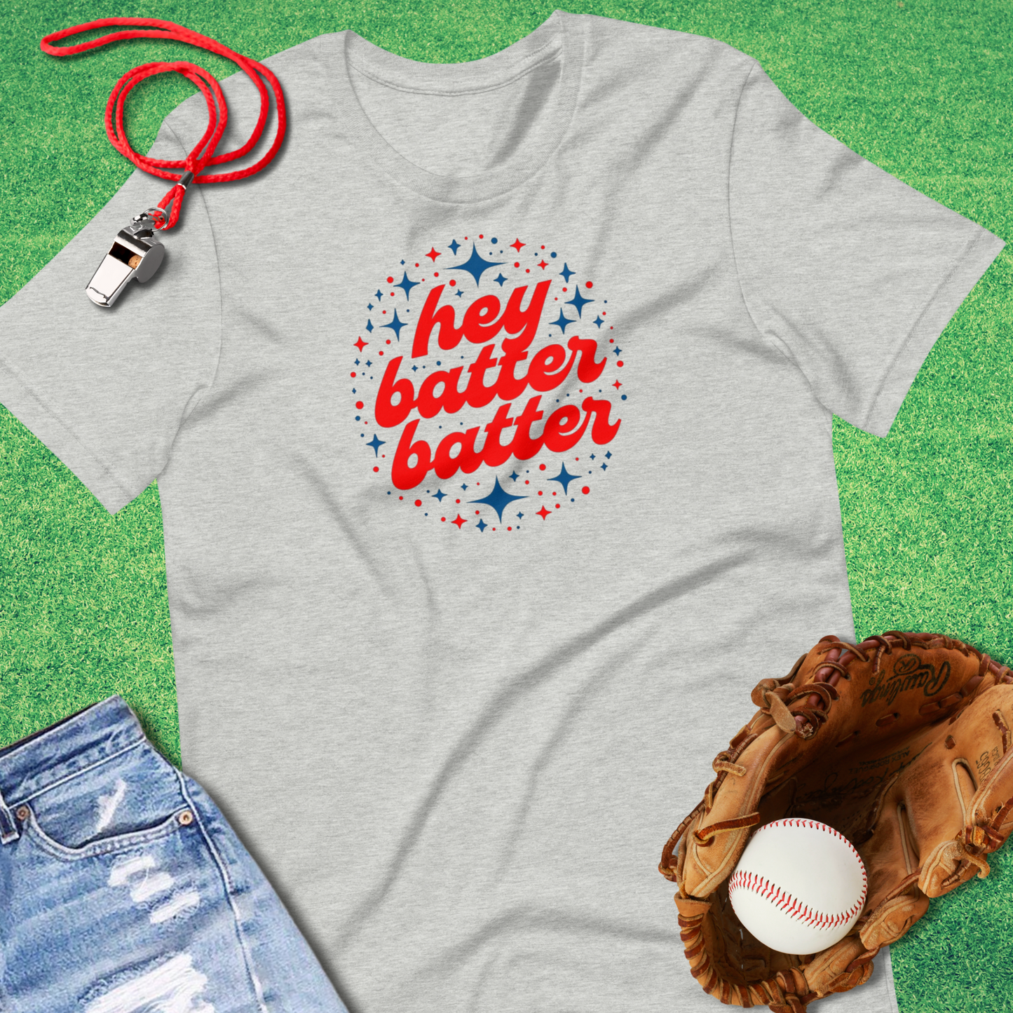 Hey Batter Batter T-Shirt in Athletic Heather - Best Baseball T-Shirt | Sideline Gods
