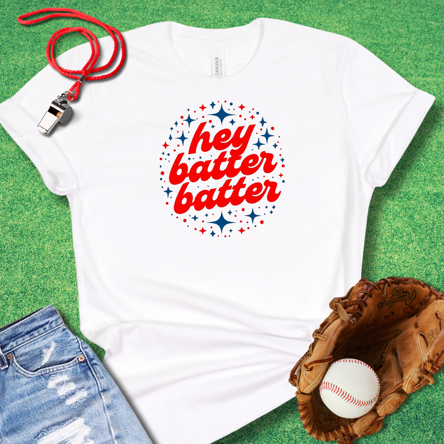 Hey Batter Batter T-Shirt in White - Classic Baseball T-Shirt | Sideline Gods