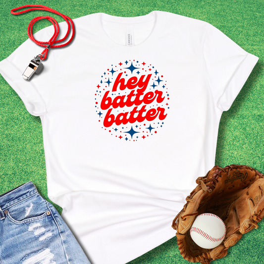 Hey Batter Batter T-Shirt in White - Classic Baseball T-Shirt | Sideline Gods