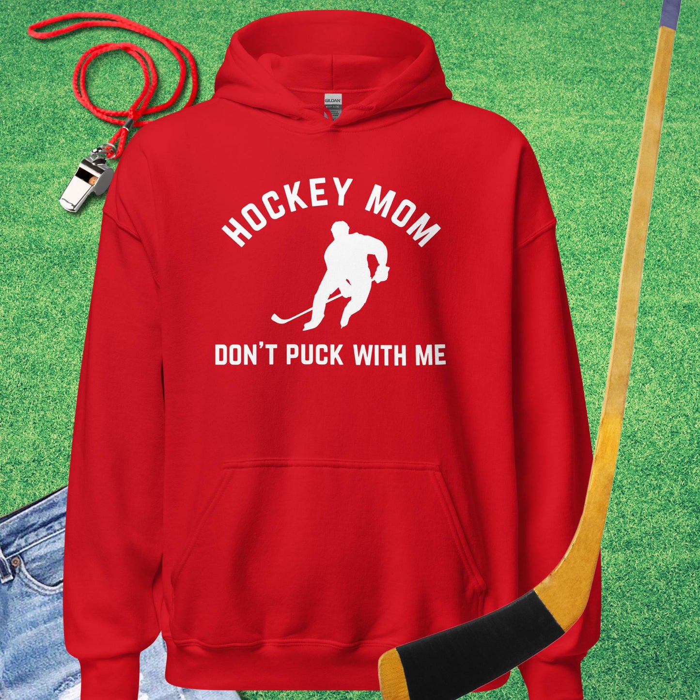 Hockey Mom Don't Puck With Me Hoodie in Red - Cute Ice Hockey Mom Hoodie | Sideline Gods