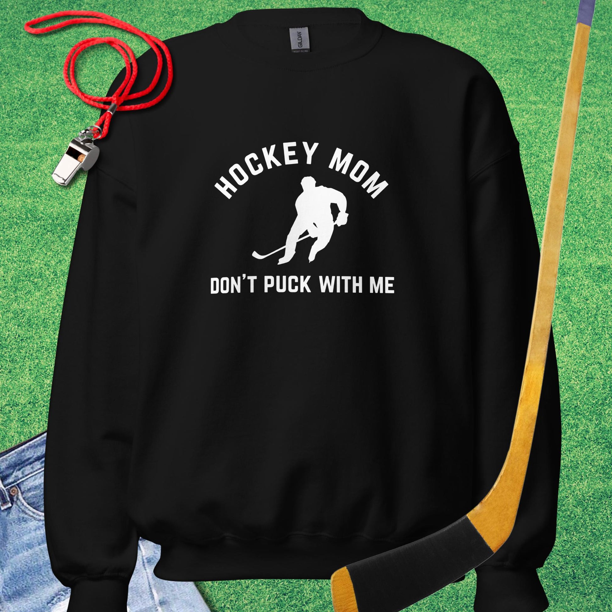 Hockey Mom Don't Puck with Me Sweatshirt in Black - Ice Hockey Mom Spirit | Sideline Gods
