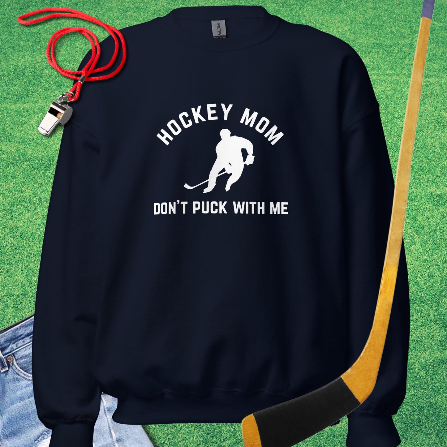 Hockey Mom Don't Puck with Me Sweatshirt in Navy - Ice Hockey Mom Gift | Sideline Gods