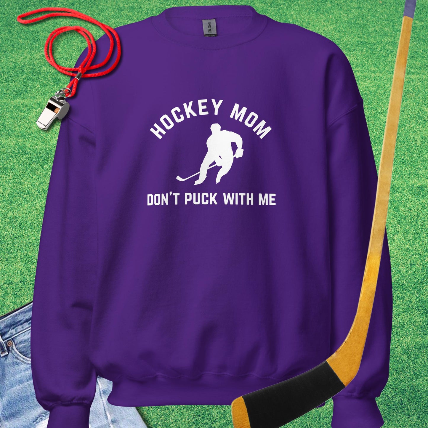 Hockey Mom Don't Puck with Me Sweatshirt in Purple - Ice Hockey Mom Sweatshirt | Sideline Gods