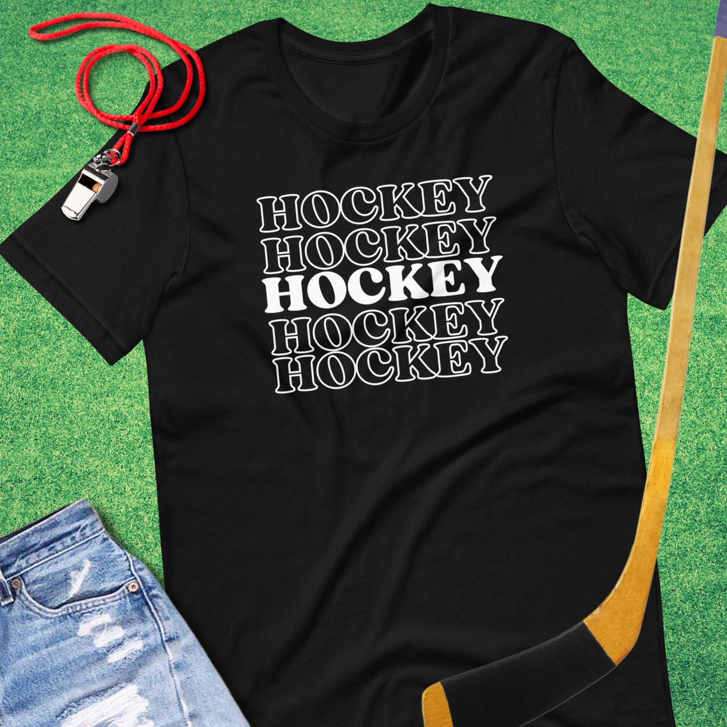 Hockey On Repeat T-Shirt in Black - Classic Ice Hockey Gear | Sideline Gods