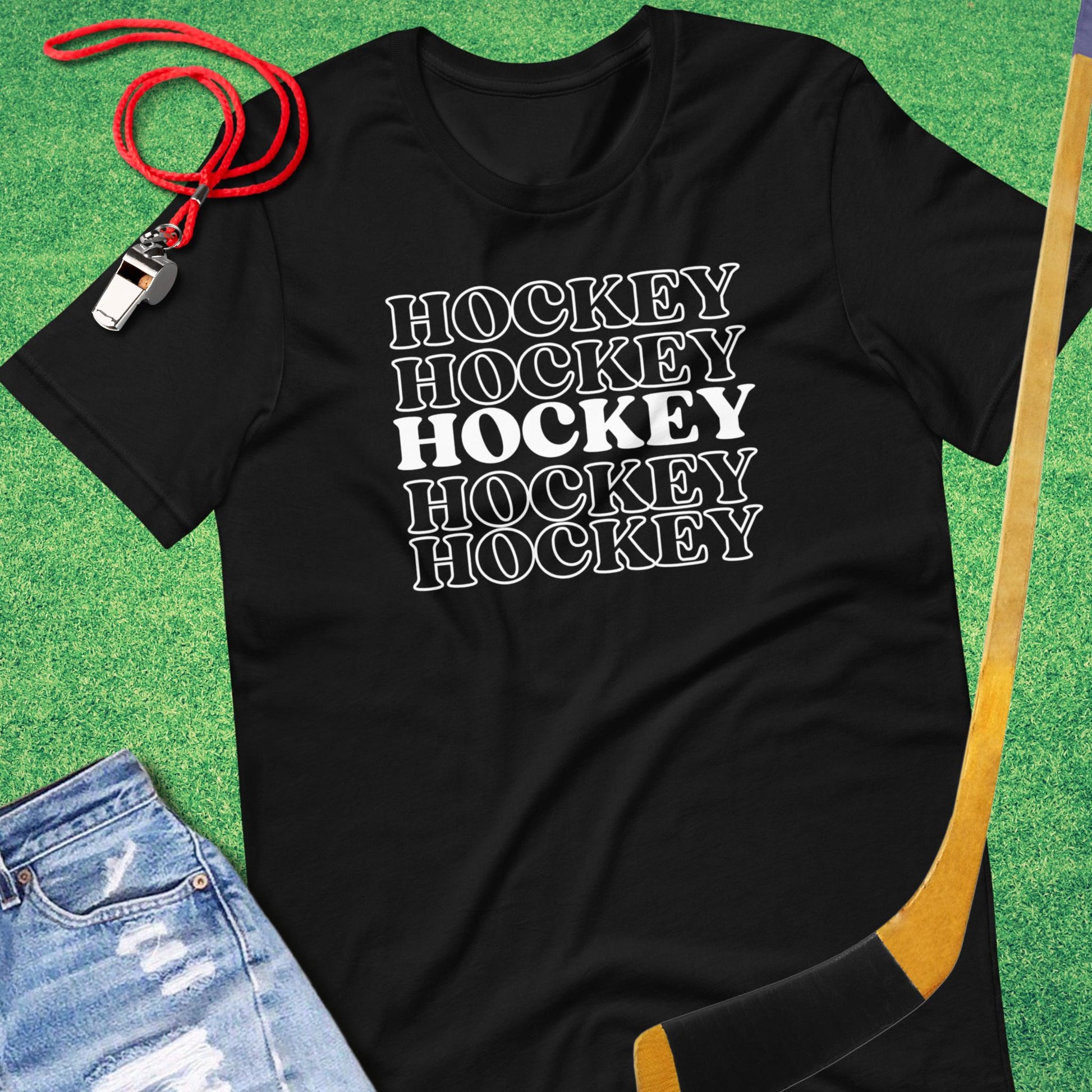 Hockey On Repeat T-Shirt in Black - Classic Ice Hockey Gear | Sideline Gods
