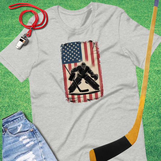 Hockey Player Flag T-Shirt in Athletic Heather - USA Hockey T-Shirt | Sideline Gods
