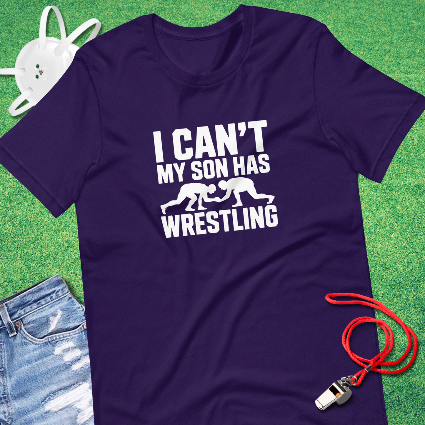 I Can't My Son Has Wrestling T-shirt in Team Purple - Mat Parent T-Shirt | Sideline Gods