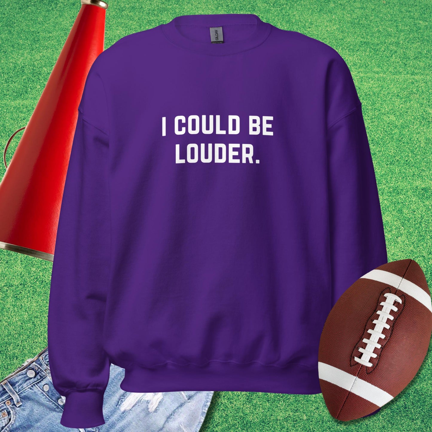 I Could Be Louder Sweatshirt in Purple - sarcastic sports  Sweatshirt | Sideline Gods