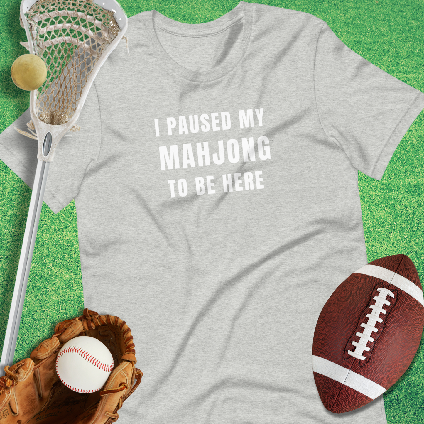 I Paused My Mahjong Game T-Shirt in Athletic Heather - sports parents T-Shirt funny | Sideline Gods