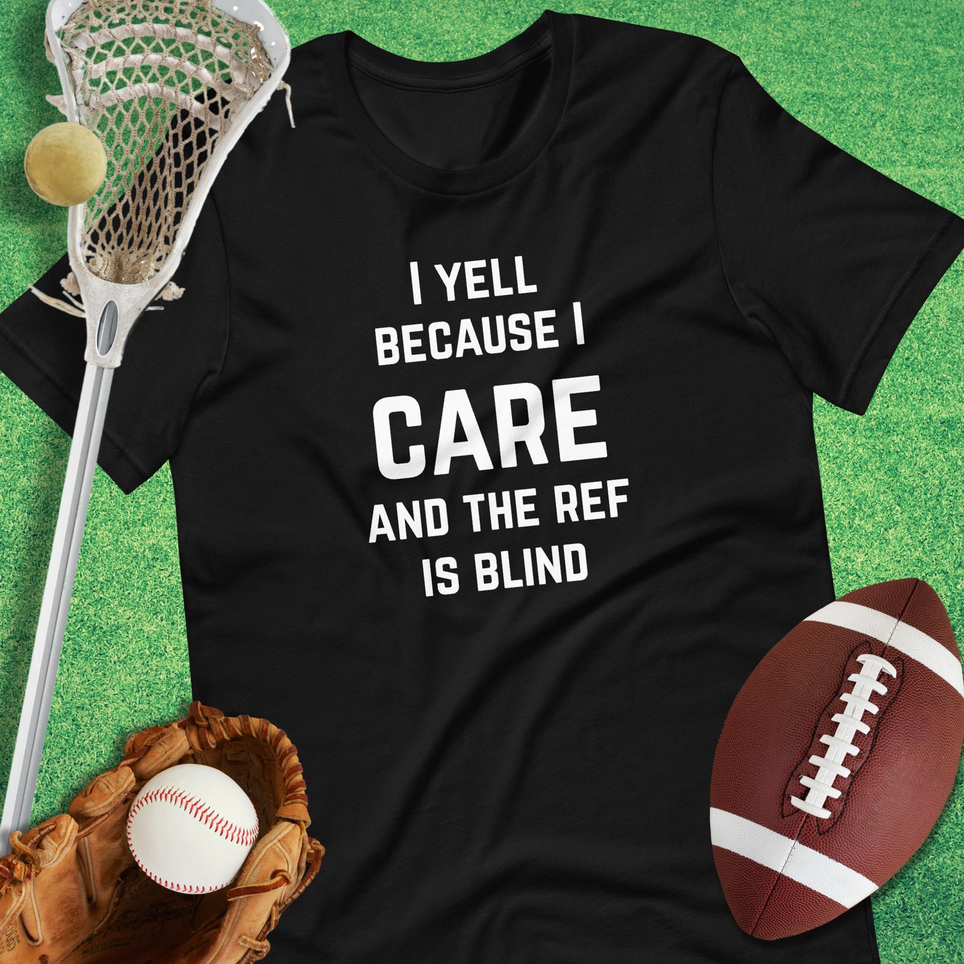 I Yell Because I Care T-shirt in Black - game day T-Shirt | Sideline Gods