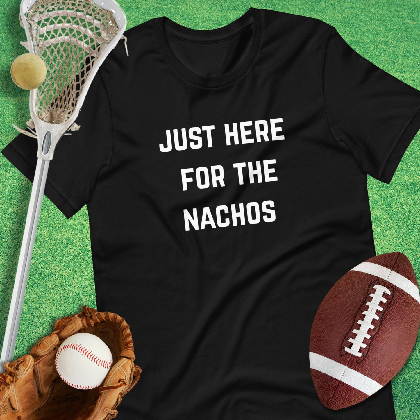 Just Here for the Nachos T-Shirt in Black - funny sideline T-Shirt | Sideline Gods