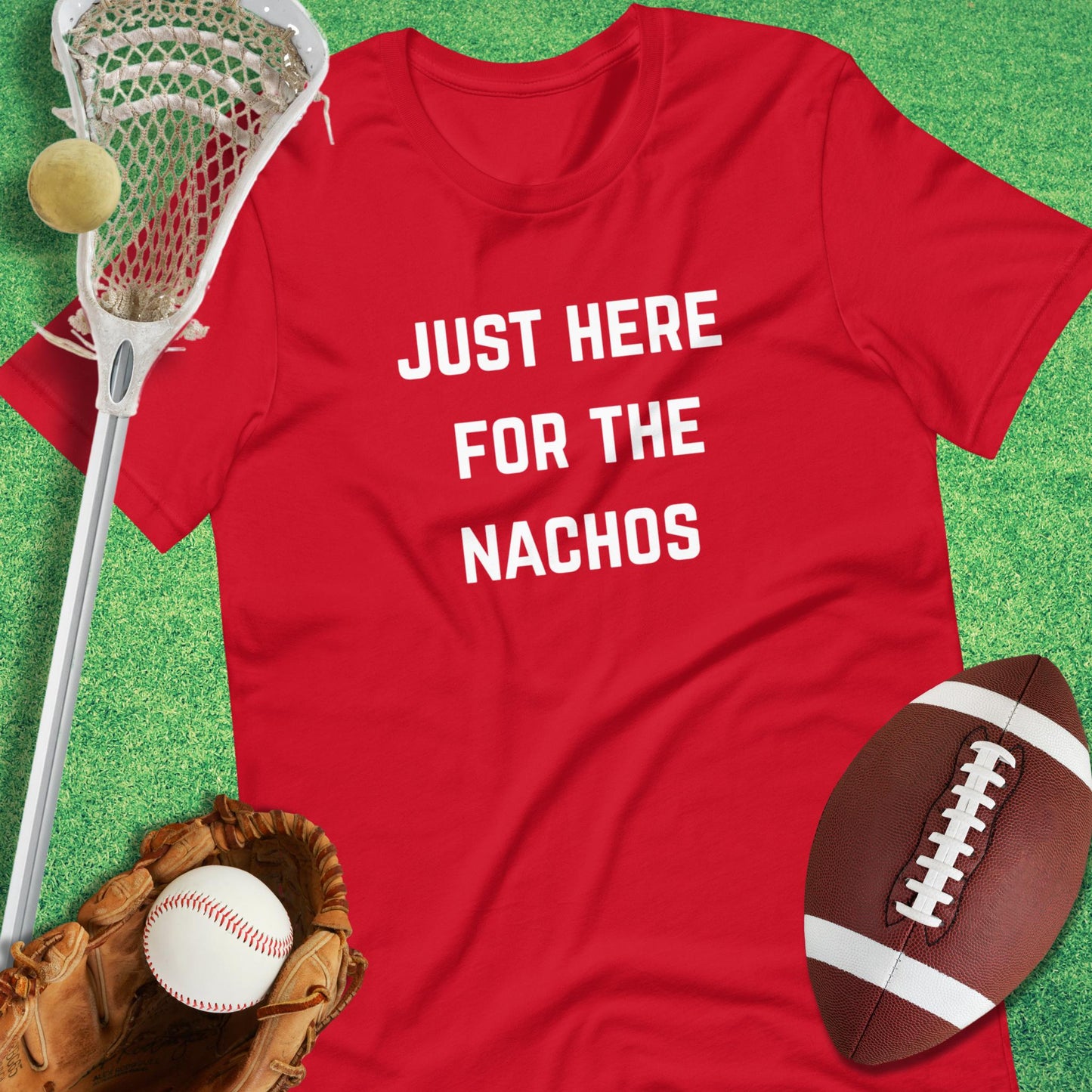 Just Here for the Nachos T-Shirt in Red - game day T-Shirt | Sideline Gods