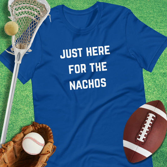 Just Here for the Nachos T-Shirt in True Royal - Funny Sports T-Shirt | Sideline Gods