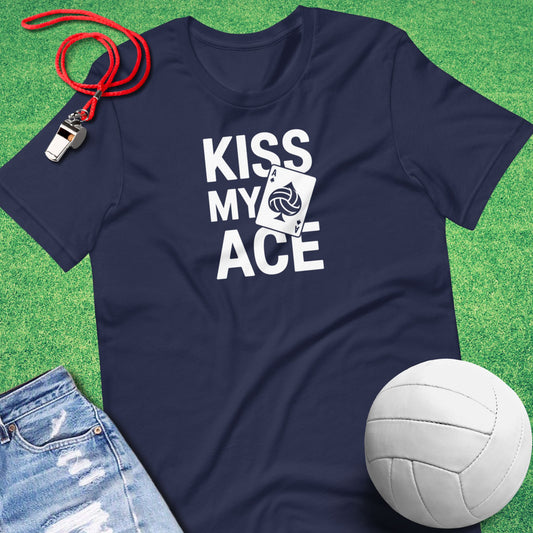 Kiss My Ace T-Shirt in Navy - Volleyball T-Shirt for Players and Fans | Sideline Gods