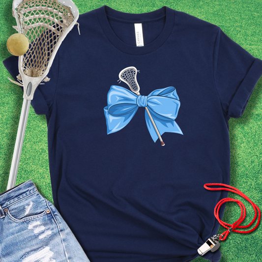 Lacrosse Bow T-Shirt in Navy - Lacrosse Mom T-Shirt | Sideline Gods