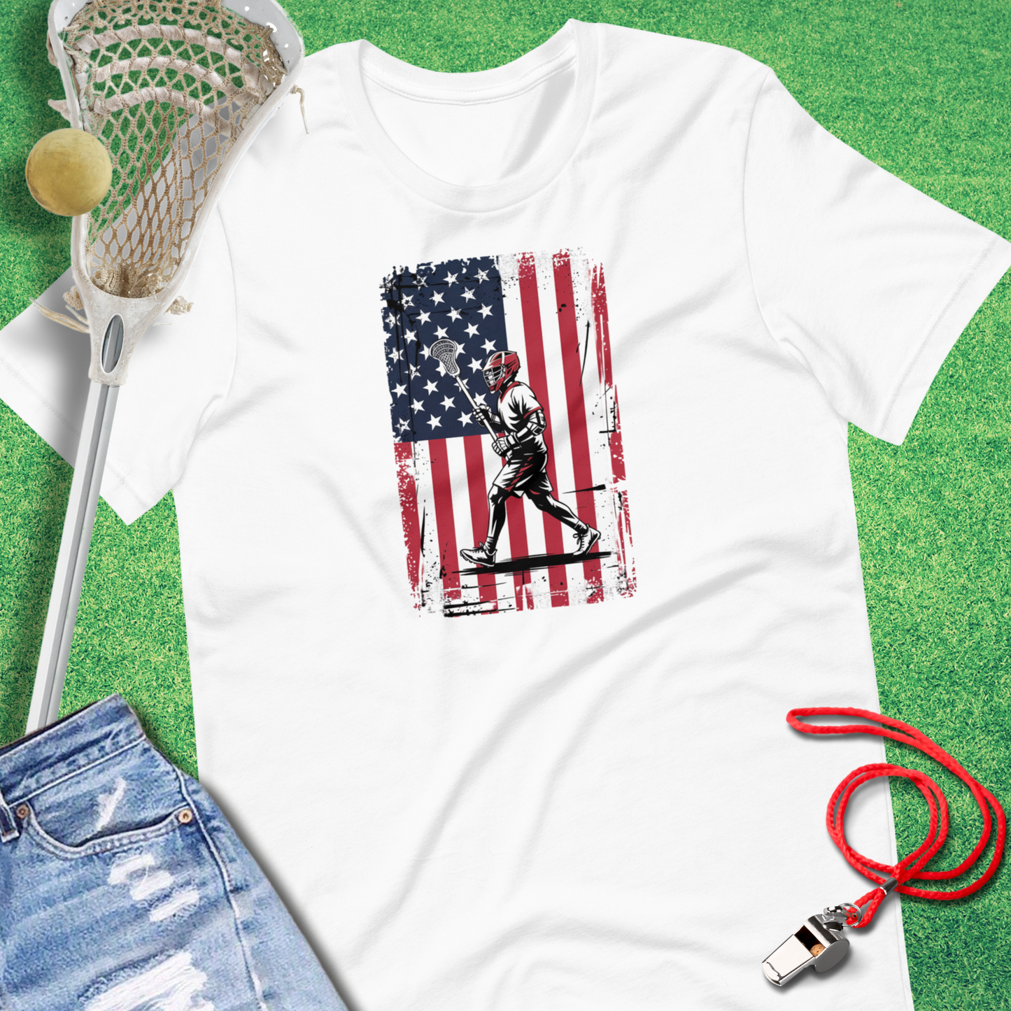Lacrosse Flag T-Shirt in White - USA Lacrosse T-Shirt | Sideline Gods