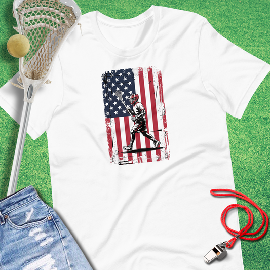 Lacrosse Flag T-Shirt in White - USA Lacrosse T-Shirt | Sideline Gods