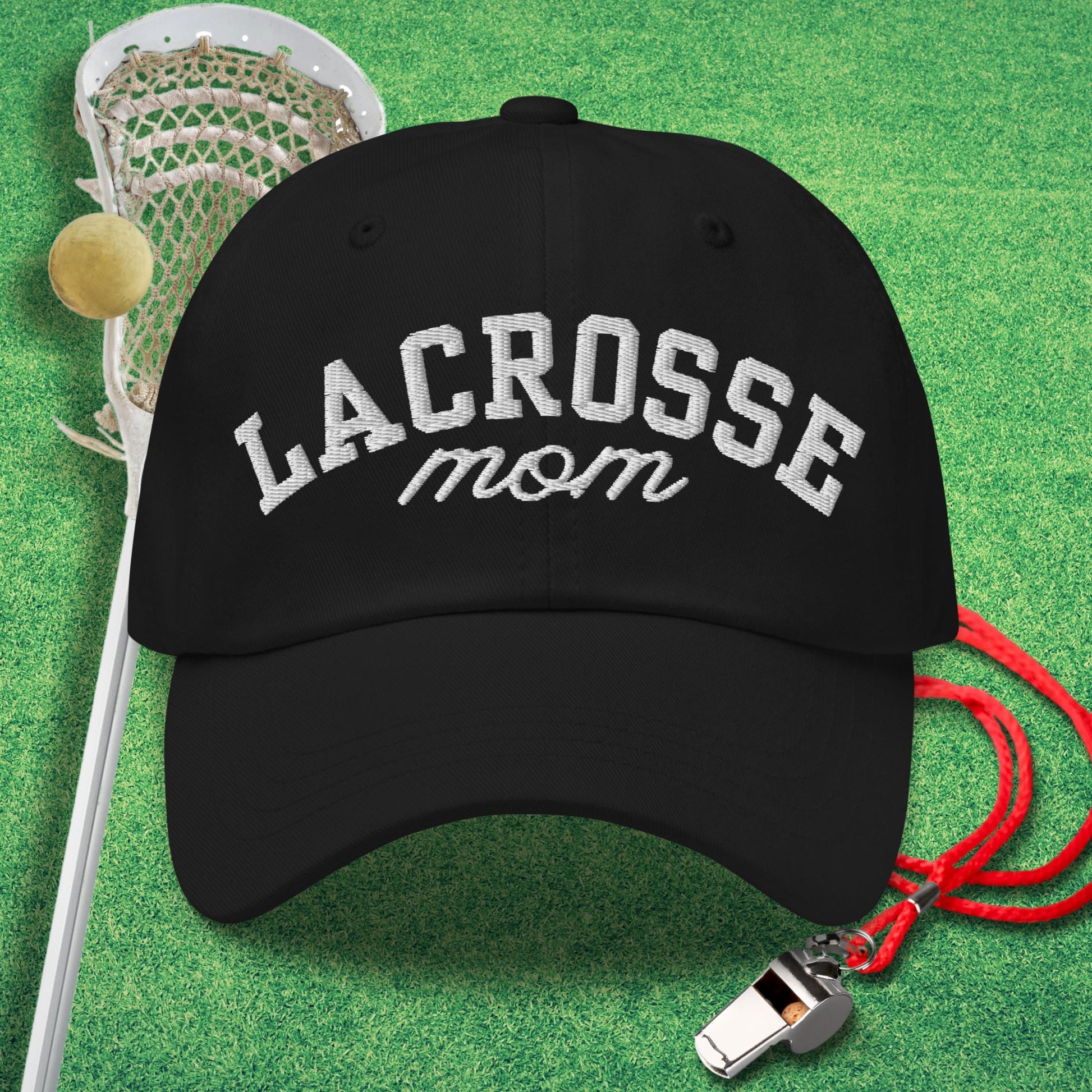Lacrosse Mom Script Hat in Black - Sideline Mom Hat | Sideline Gods