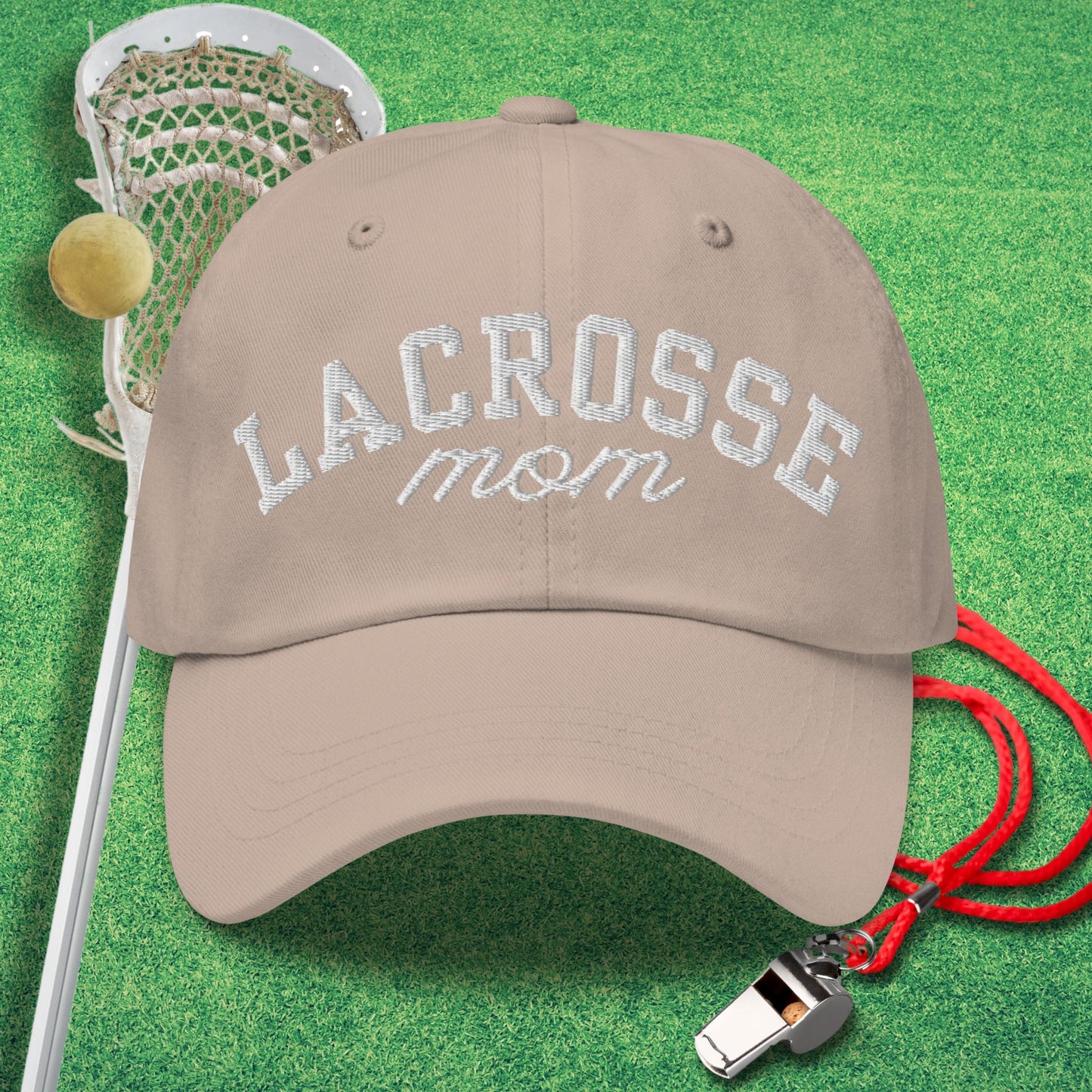 Lacrosse Mom Script Hat in Stone - Lax Mom Gift | Sideline Gods
