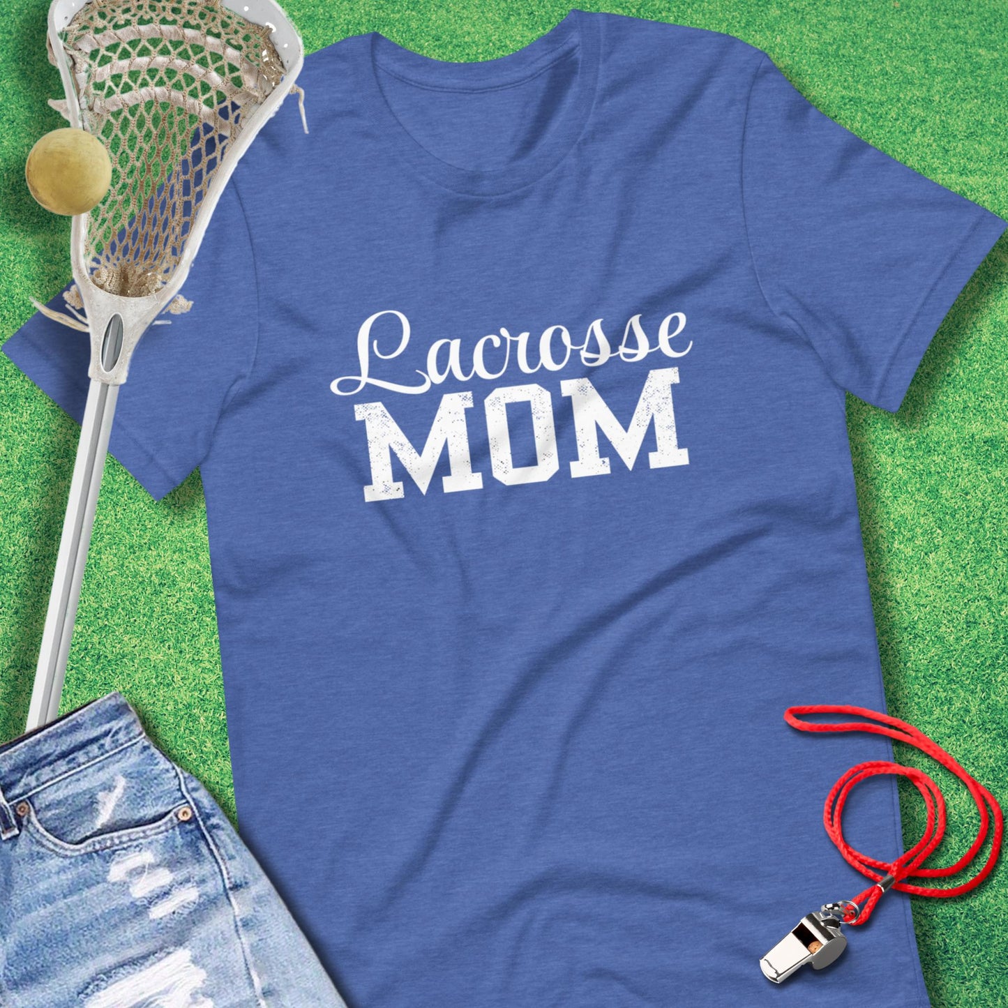 Lacrosse Mom T-Shirt in Heather True Royal - Lax Mom T-Shirt | Sideline Gods