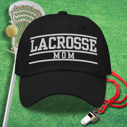 Lacrosse Mom Varsity Hat in Black - Fun Lacrosse Mom Hat | Sideline Gods