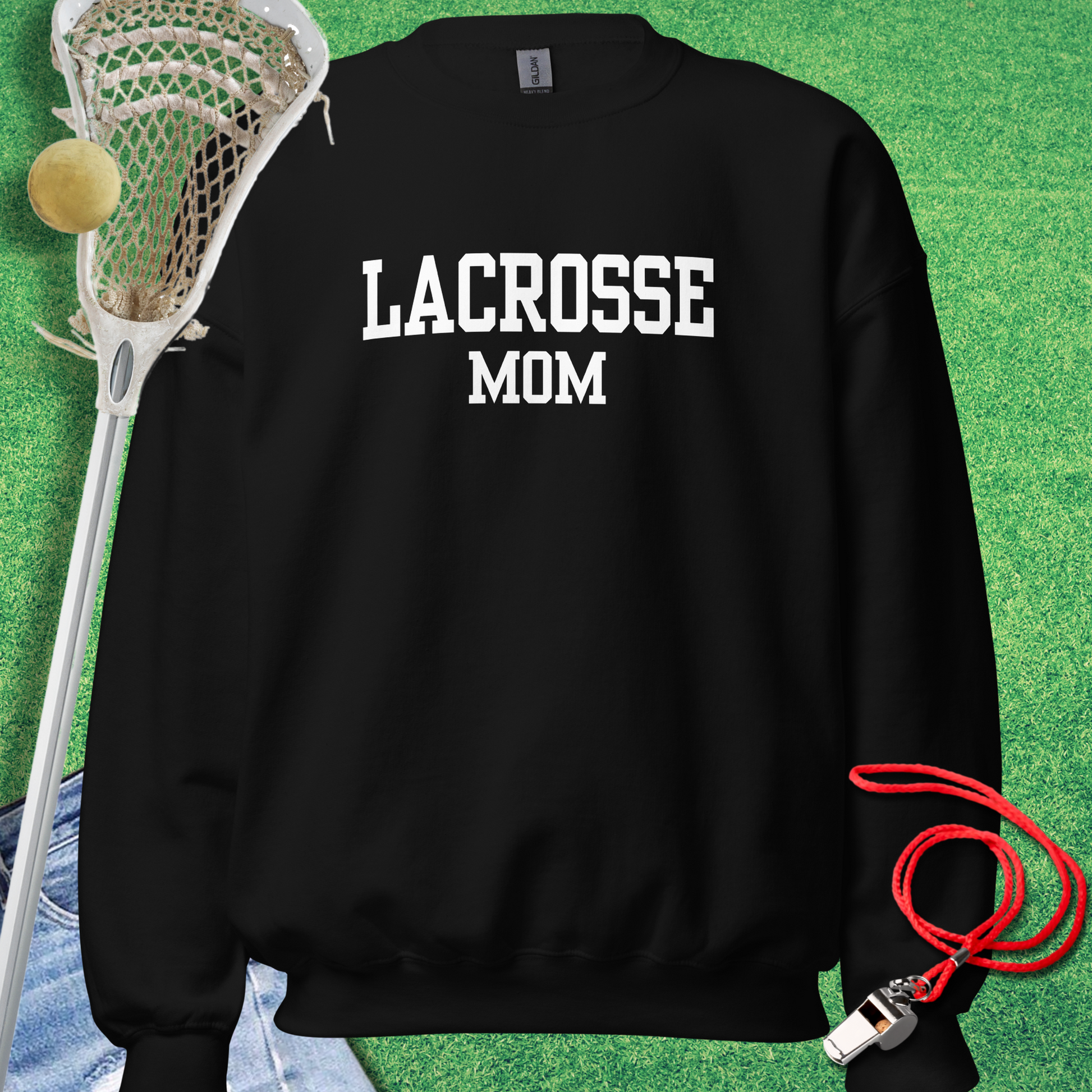 Lacrosse Mom Varsity Sweatshirt in Black - Lacrosse Mom Tournament Sweatshirt | Sideline Gods