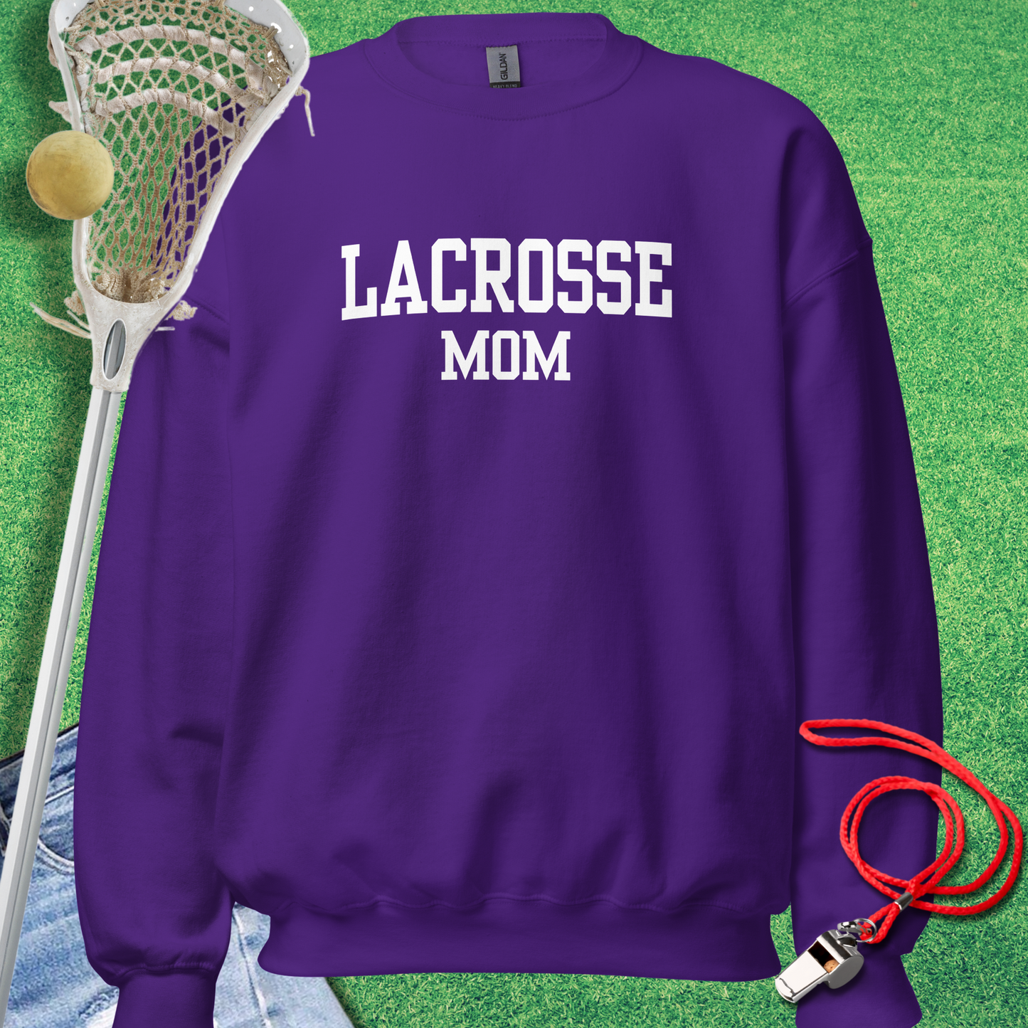 Lacrosse Mom Varsity Sweatshirt in Purple - Lax Mom Sweatshirt | Sideline Gods