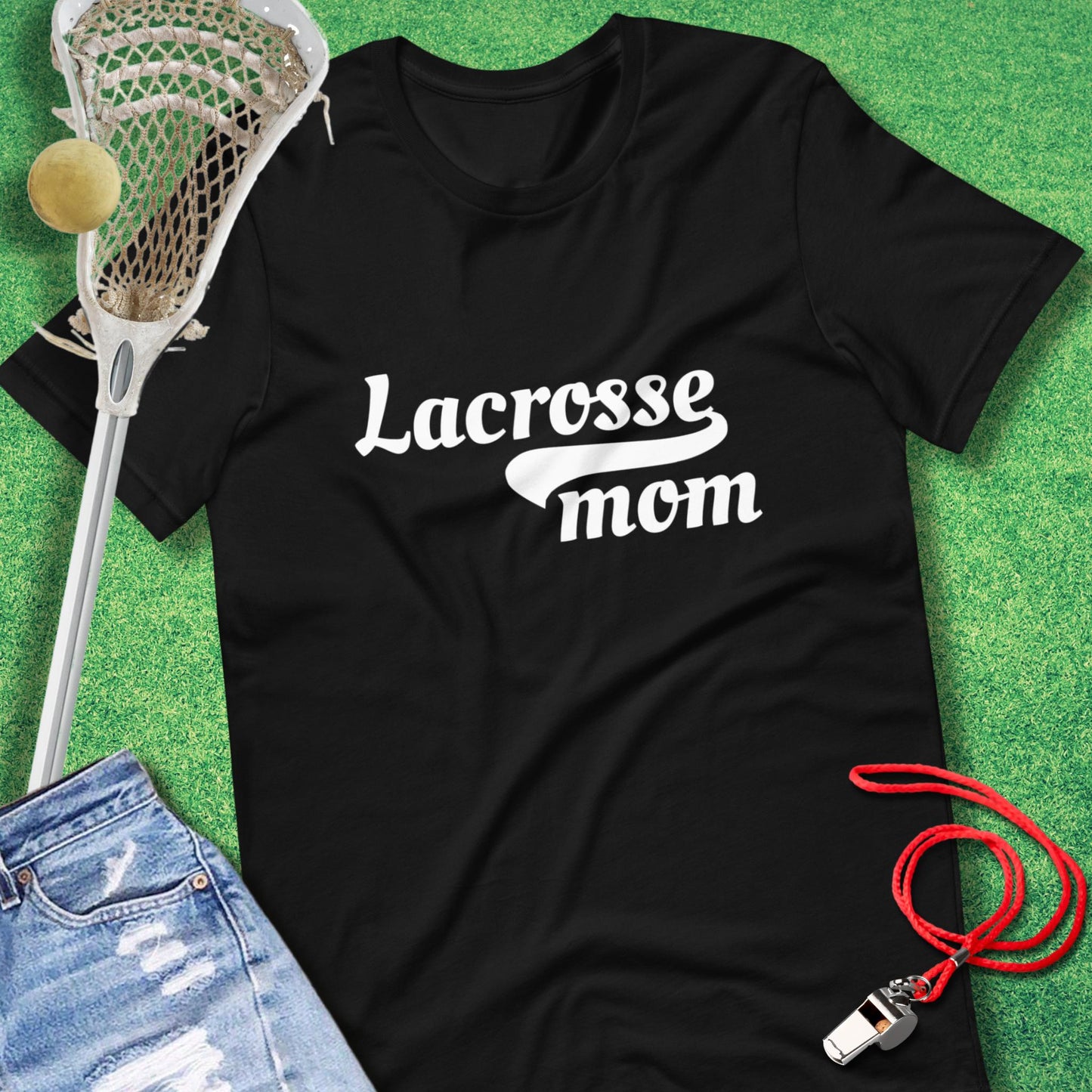 Lacrosse Mom Vintage Style T-Shirt in Black - Lax Mom T-Shirt | Sideline Gods
