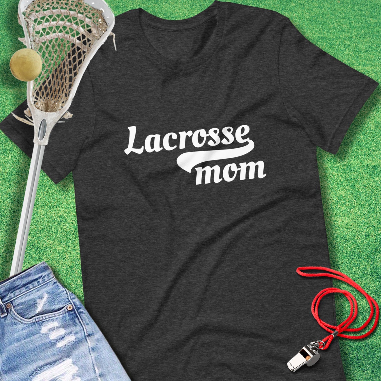 Lacrosse Mom Vintage Style T-Shirt in Dark Grey Heather - Lacrosse Mom Gift | Sideline Gods