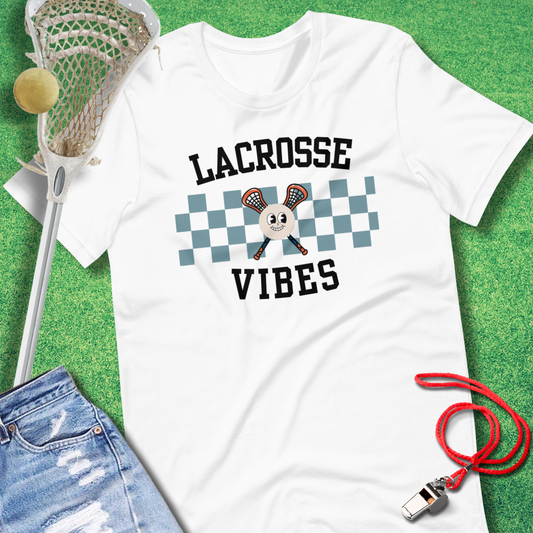 Lacrosse Vibes T-Shirt in White - Unique Lacrosse T-Shirt for Players and Fans | Sideline Gods