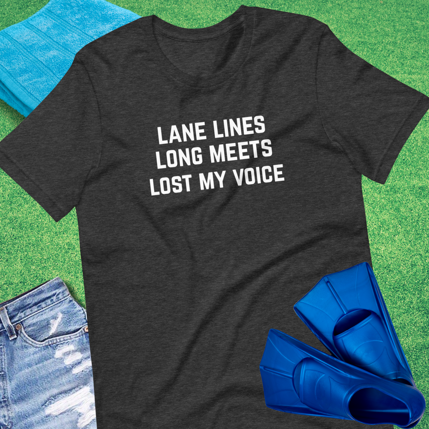 Lane Lines Swim T-shirt in Dark Grey Heather - Funny Swim Team Gear | Sideline Gods