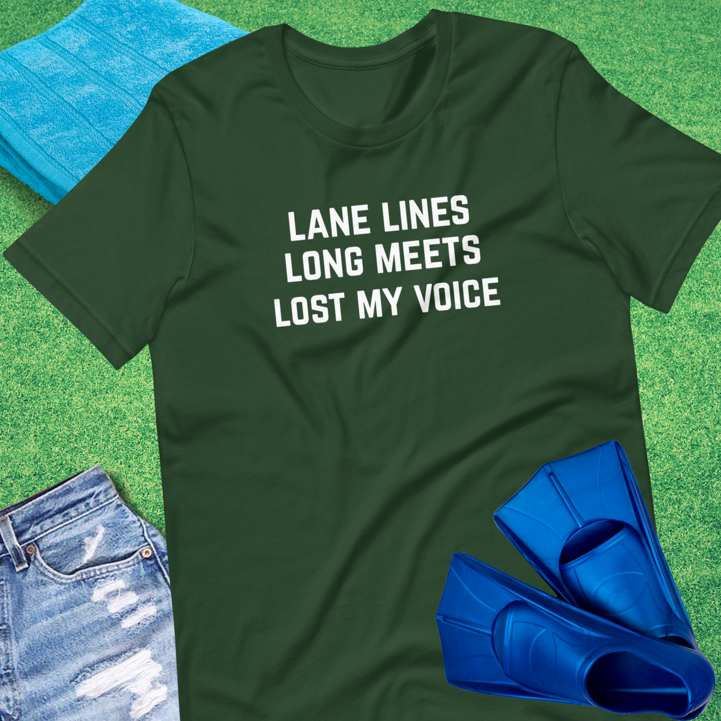 Lane Lines Swim T-shirt in Forest - Funny Pool T-Shirt | Sideline Gods