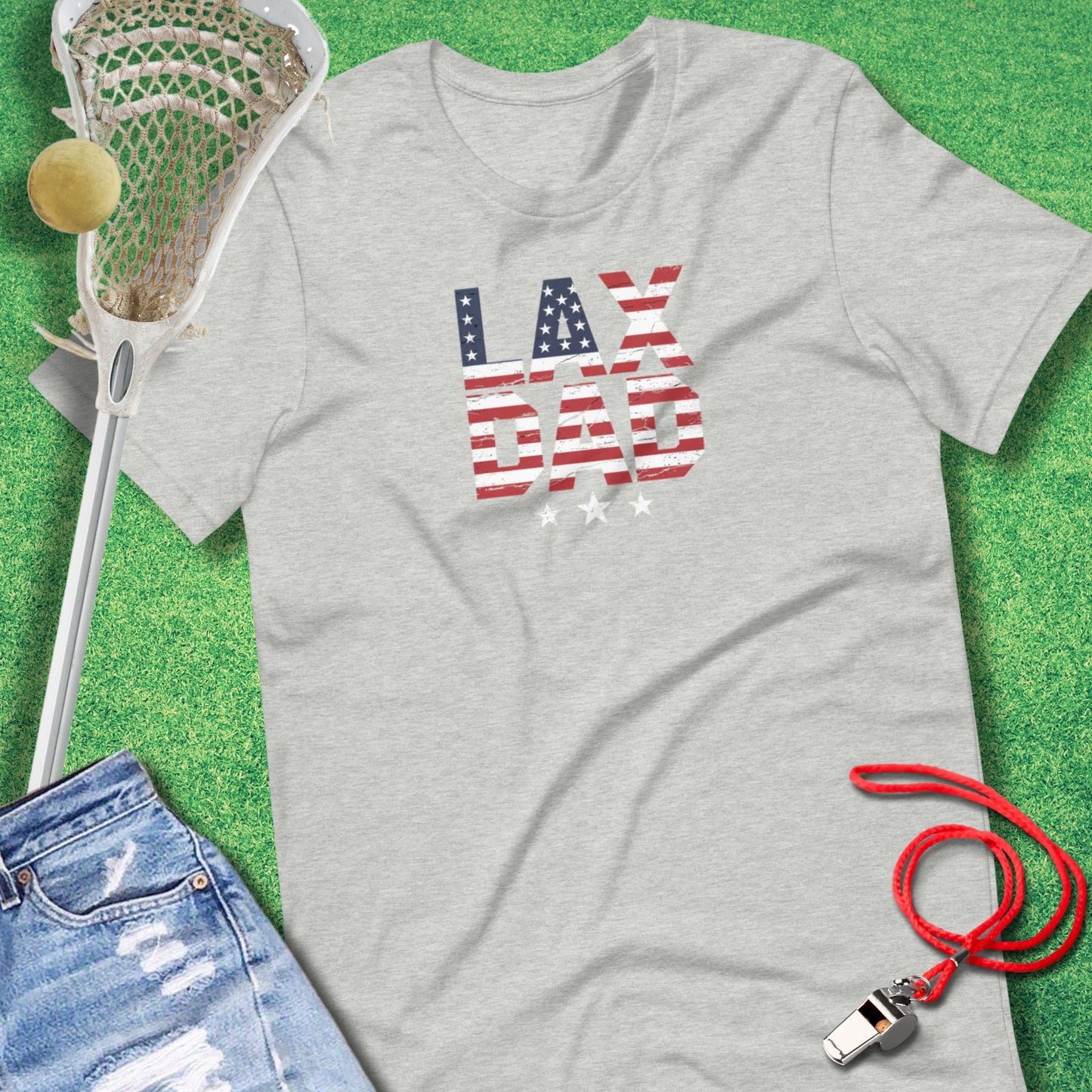 Lax Dad Flag T-Shirt in Athletic Heather - Lacrosse Dad Gift | Sideline Gods